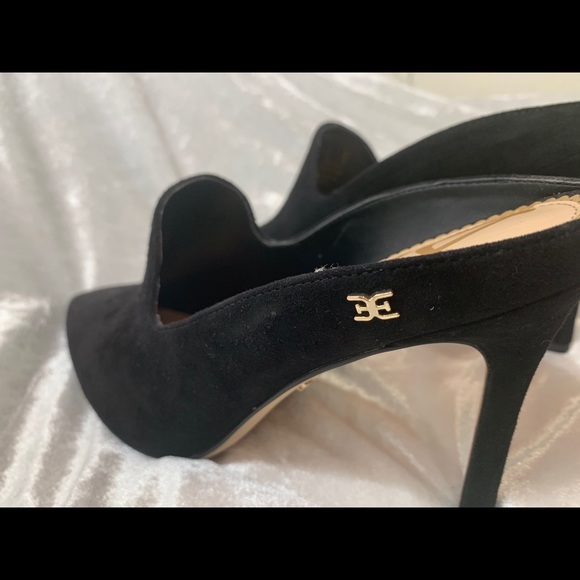 Sam Edelman black suede high heeled mules size 8 - Picture 1 of 11